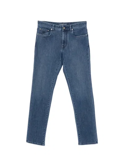 Corneliani Logo-embroidered Straight-leg Jeans In Blue