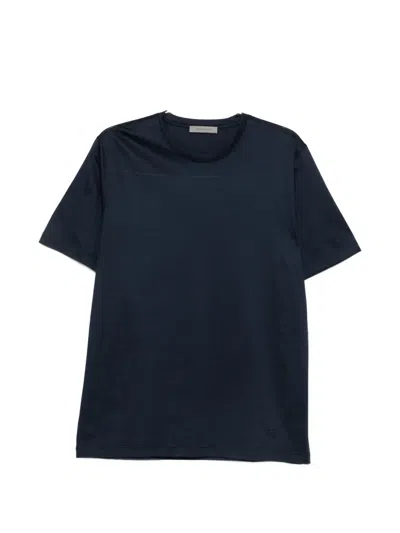 Corneliani Logo-embroidered T-shirt In Blue