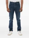 Corneliani Logo-embroidered Washed Jeans In Blue