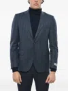 Corneliani Logo-patch Single-breasted Blazer In Blue