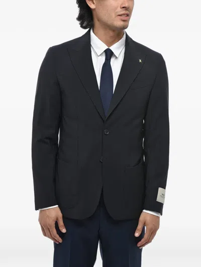 Corneliani Logo-patch Single-breasted Blazer In Black