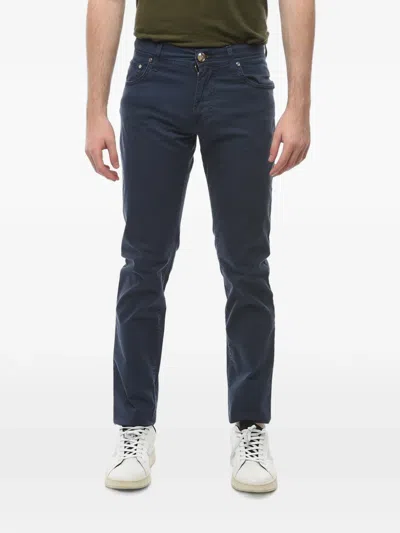 Corneliani Logo-patch Straight-leg Jeans In Blue