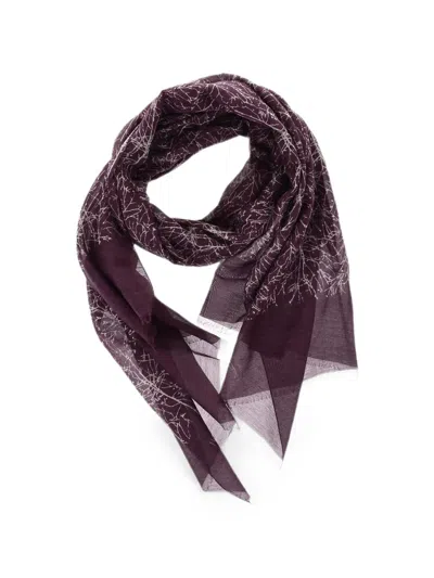 Corneliani Logo-print Tree-pattern Scarf In Purple