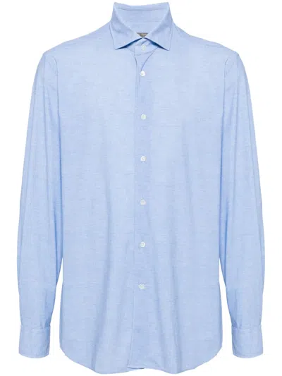 Corneliani Long-sleeve Chambray Shirt In Blue