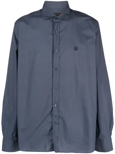 Corneliani Long-sleeve Cotton Shirt In Blue