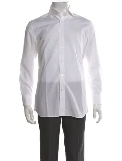 Pre-owned Corneliani Long Sleeve Dress Shirt In Grey/white