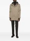 Corneliani Green Technical Fabric Caban Coat In Neutral