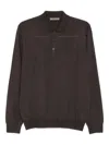 Corneliani Long-sleeved Polo Sweater In Brown