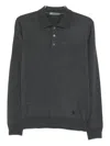 Corneliani Long-sleeved Gray Wool Polo Shirt In Gray