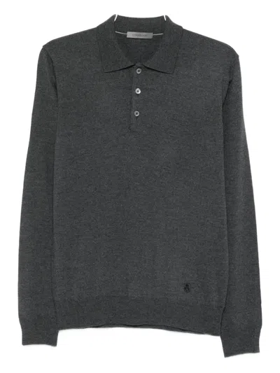 Corneliani Long-sleeve Polo Shirt In Gray