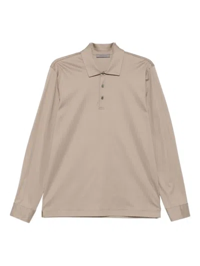 Corneliani Long-sleeve Polo Shirt In Neutral