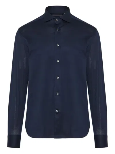 Corneliani Long-sleeved Button-fastening Shirt In Blue