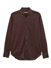 Corneliani Long-sleeved Button-fastening Shirt In Brown