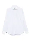 Corneliani Clear Blue Shirt With Subtle Striped Pattern In White