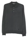 Corneliani Long-sleeved Gray Wool Polo Shirt In Gray