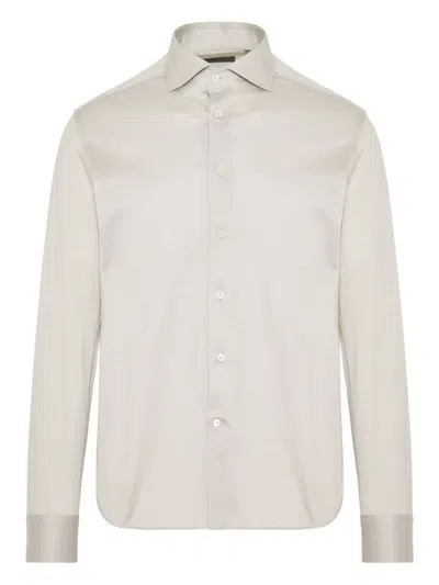 Corneliani Longsleeved Button-down Shirt In Gray