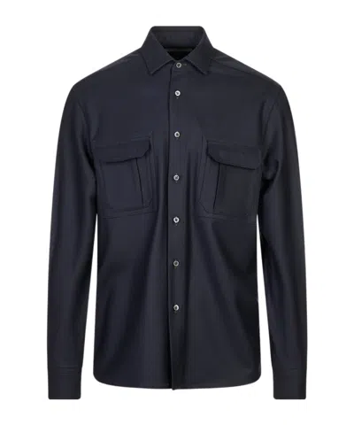Corneliani Long-sleeved Shirt In Blue