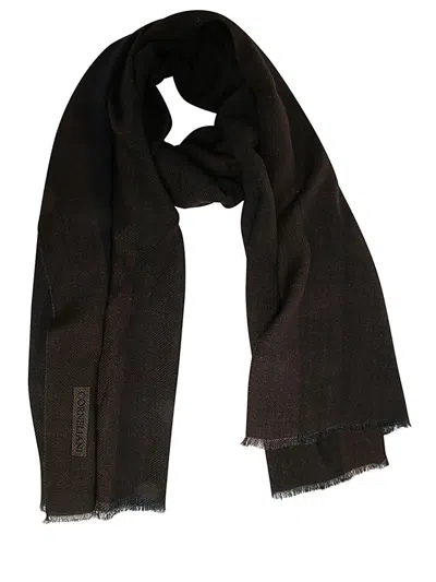 Corneliani Luxurious Wool Scarf With Sophisticated Finish And Frayed Edges In Multicolor