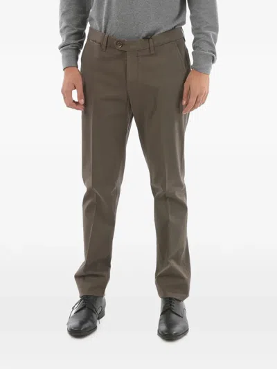 Corneliani Malga Stretch-cotton Trousers In Brown