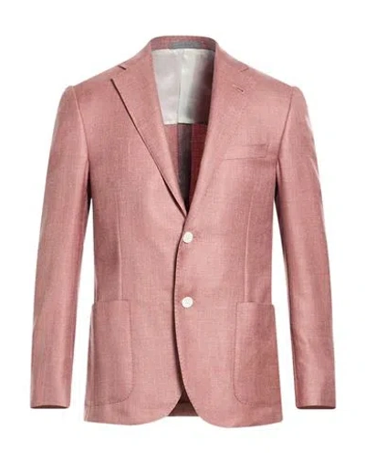 Corneliani Man Blazer Antique Rose Size 48 Virgin Wool, Silk, Linen In Pink