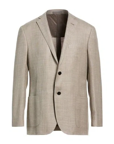 Corneliani Man Blazer Beige Size 42 Virgin Wool, Silk, Linen In Neutral