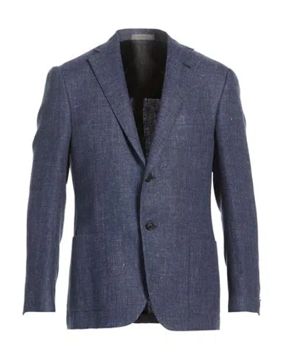 Corneliani Man Blazer Blue Size 40 Linen, Virgin Wool