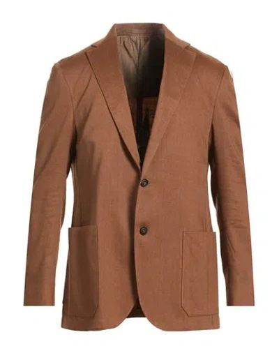 Corneliani Man Blazer Brown Size 42 Linen, Virgin Wool, Mohair Wool