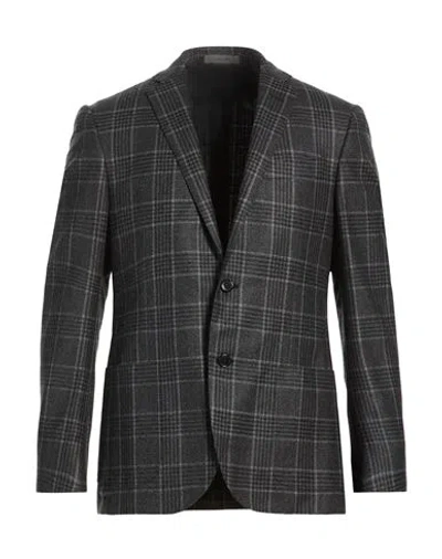 Corneliani Man Blazer Charcoal Size 38 Virgin Wool In Black