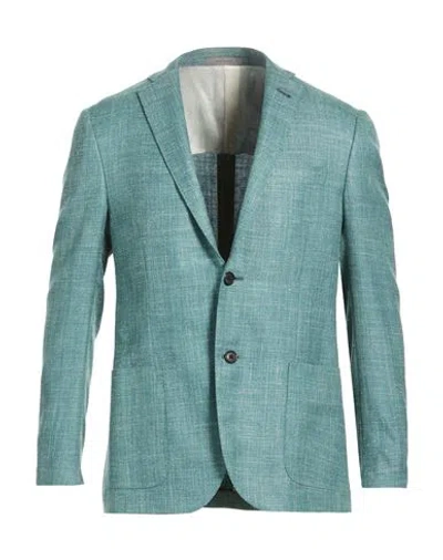 Corneliani Man Blazer Deep Teal Size 38 Virgin Wool, Silk, Linen In Green