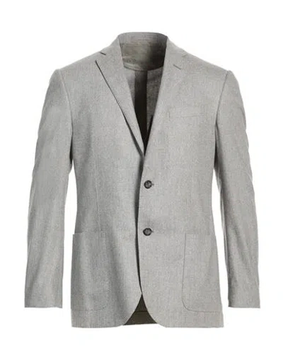 Corneliani Man Blazer Grey Size 44 Virgin Wool, Cashmere, Polyamide, Elastane In Gray