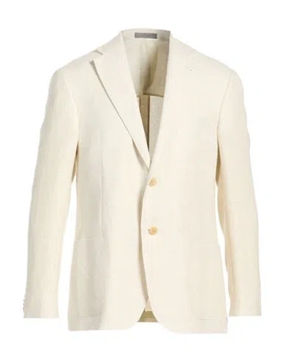 Corneliani Man Blazer Ivory Size 42 Linen, Virgin Wool In White