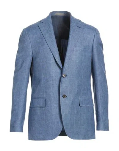 Corneliani Man Blazer Light Blue Size 40 Virgin Wool, Linen, Silk