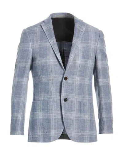 Corneliani Man Blazer Light Blue Size 46 Linen, Virgin Wool