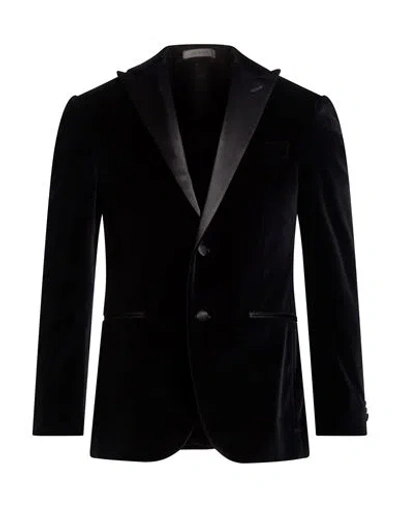 Corneliani Man Blazer Midnight Blue Size 40 Cotton In Black