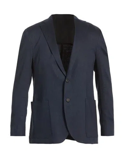 Corneliani Man Blazer Midnight Blue Size 42 Linen, Virgin Wool, Mohair Wool