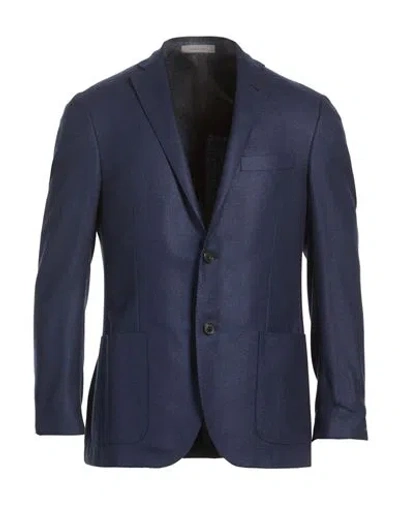 Corneliani Man Blazer Navy Size 48 Silk, Virgin Wool In Blue