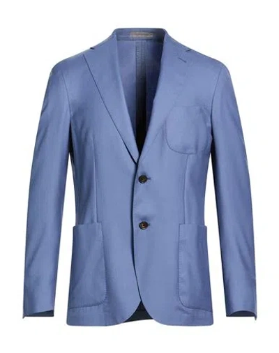 Corneliani Man Blazer Slate Blue Size 44 Virgin Wool, Silk