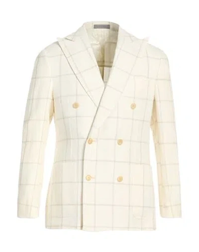 Corneliani Man Blazer White Size 40 Linen, Virgin Wool