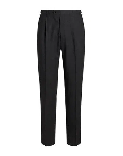 Corneliani Man Pants Charcoal Size 38 Virgin Wool, Elastane In Black