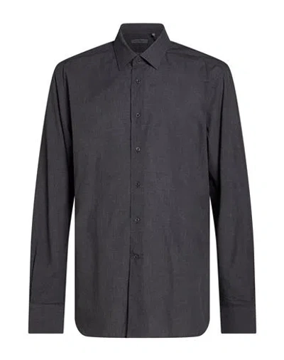 Corneliani Man Shirt Charcoal Size 16 ½ Cotton In Blue