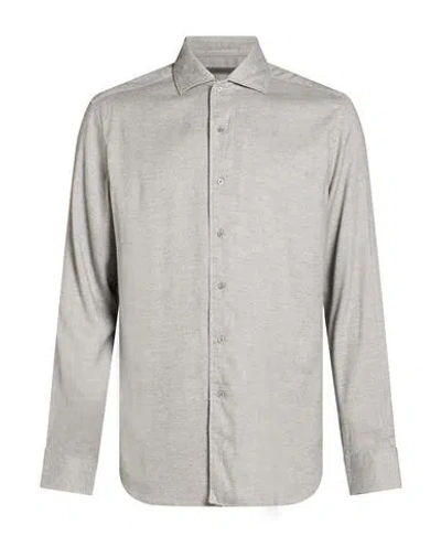 Corneliani Man Shirt Grey Size 15 ¾ Cotton, Viscose In Gray
