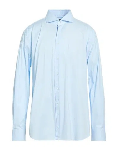 Corneliani Man Shirt Sky Blue Size 17 ½ Cotton, Polyamide, Elastane