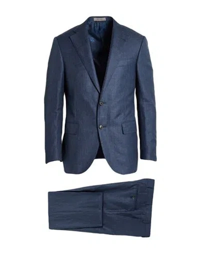 Corneliani Navy Blue Glen Plaid Silk Jacket