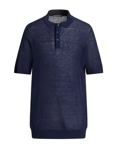 Corneliani Man Sweater Midnight Blue Size 46 Silk, Linen