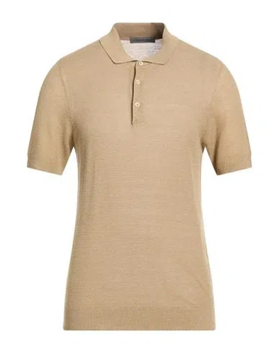 Corneliani Man Sweater Sand Size 38 Silk, Linen In Nude