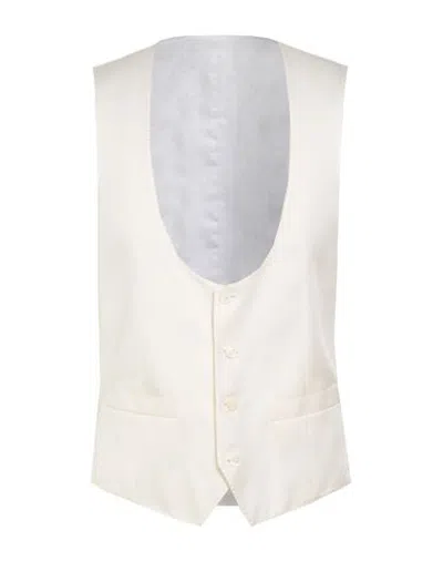 Corneliani Man Tailored Vest Ivory Size 36 Silk In Gray