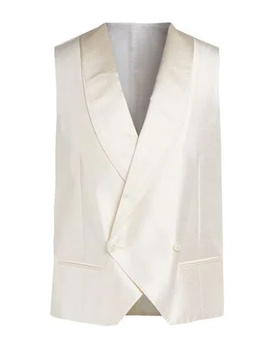 Corneliani Man Tailored Vest Ivory Size 40 Silk In White