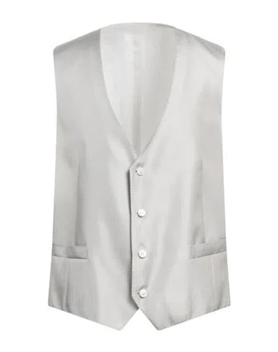 Corneliani Man Tailored Vest Light Grey Size 44 Silk In White