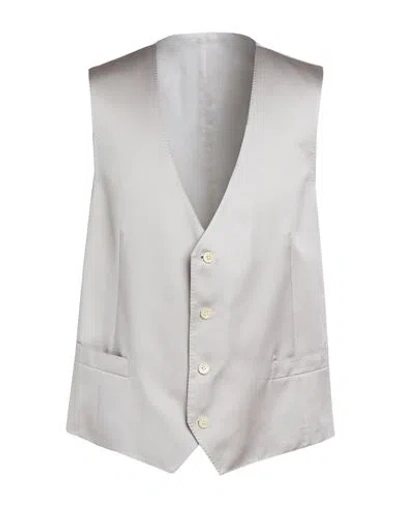 Corneliani Man Tailored Vest Light Grey Size 44 Silk In White