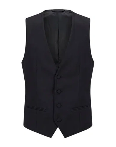 Corneliani Man Tailored Vest Midnight Blue Size 48 Virgin Wool, Silk